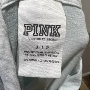 Pink Victoria’s Secret light blue hooded t-shirt thumbnail 4