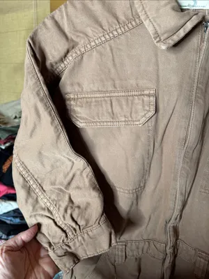Free People We The Free Sammie Utility Denim Jumpsuit Coverall NWOT Brown Small thumbnail 5