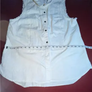 Free People Vest m button Down Fringe Boho Natural Top Linen tunic Lagenlook thumbnail 3
