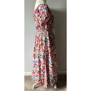 J. Crew Regenerative Cotton Blend Floral Maxi Dress Milkmaid size M thumbnail 4