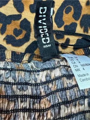 H&M DIVIDED Women’s Strapless Animal Print Tube Smocked Top Maxi Dress Size US 4 thumbnail 3