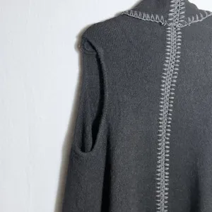 Alice + Olivia Black Long Open Front Wool Alpaca Blend Sweater Vest Size XS/S thumbnail 8