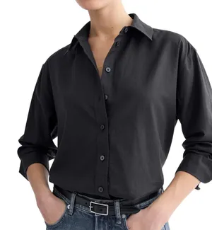 Everlane Everyday Black Button up Collar Shirt SZ Large Relaxed Fit Casual Chic thumbnail 1
