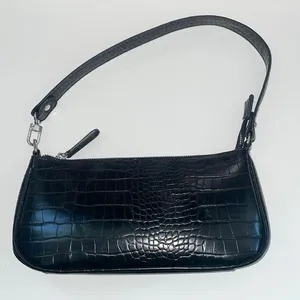 Black Alligator short strap shoulder purse thumbnail 1