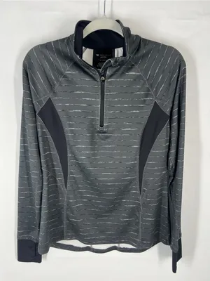 Tek Gear DryTek Gray‎ Striped Quarter Zip Running Top Size M thumbnail 1