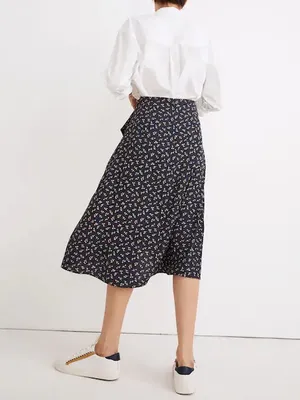 MADEWELL Ruffle Wrap Midi Skirt in Spring Fling, 10, Feminine Floral Cottagecore thumbnail 3