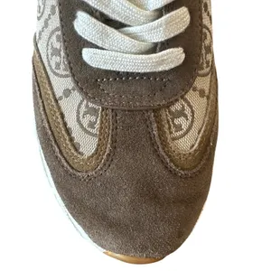 Tory Burch Good Luck T-Monogram Trainer Brown Suede Chunky Sneakers 8.5 thumbnail 10