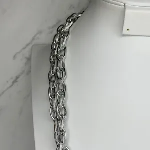 Textured Chain Link Tassel Open Wrap Necklace Silver Tone ✨ thumbnail 7