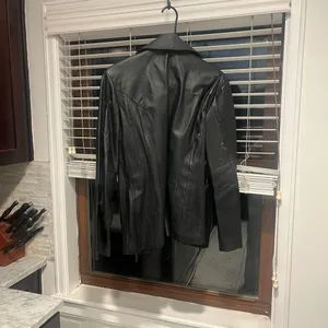 Black leather jacket blazer Genuine leather / vintage thumbnail 4