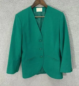 pendleton womens blazer 8 green three button‎ virgin wool career preppy vtg USA thumbnail 1