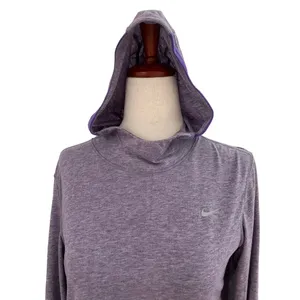 Nike Purple Dri-fit Running Athletic Top Hoodie Thumb Hole Insert Size M | 42-11 thumbnail 2