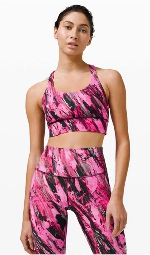 Lululemon Energy Bra Long Line medium B-D Incentive Refresh Multi W2BVKS Sz 4 thumbnail 1