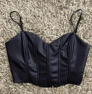 ZARA Leather Bustier Cropped Top thumbnail 1