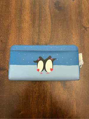 Kate Spade Arctic Friends Penguin Wallet Large Continental Blue Zipper New NWT thumbnail 3