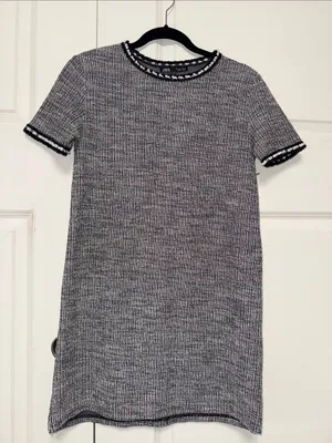 Zara Gray and Black Tweed-Effect Mini Dress thumbnail 3