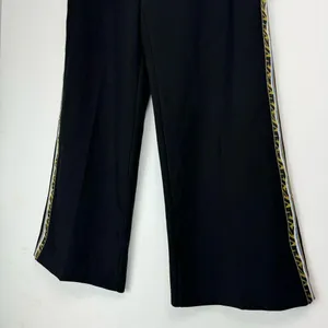 Zara Wide Leg Side Tape Stripe Pants Trouser Sz Medium Black thumbnail 12