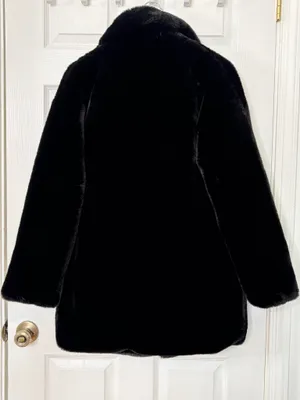 ZARA Black Faux Fur Coat Plush Glam Party Evening Quiet Luxury Statement Jacket XS thumbnail 3