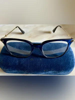 Gucci GG0110O 005 Women Blue Gold Rectangle Eyeglasses w/Case‎ Authentic thumbnail 7