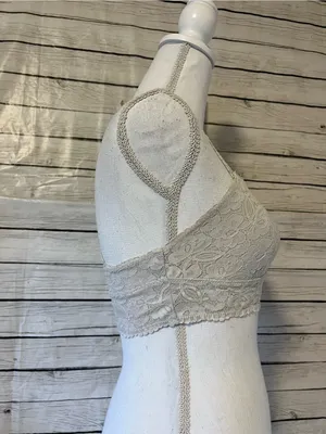 Free People GALLOON LACE RACERBACK BRALETTE IN Pale Gray thumbnail 4