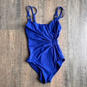 Miraclesuit Royal Blue Ruched Underwire One Piece Swimsuit Size 6 Slimming thumbnail 2