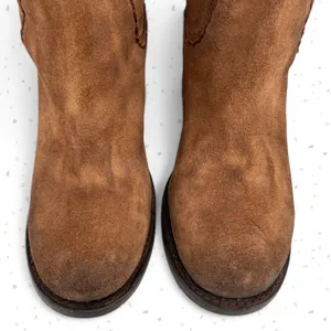 Freebird by Steven Brock Boots Brown Tan Suede Tall Heel Leather OTK Fall Boho 9 thumbnail 6