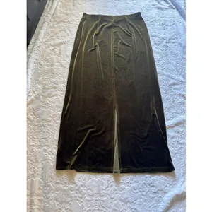 Max Studio Skirt Size L Green Velvet Skirt Elastic Waist Made In USA thumbnail 10