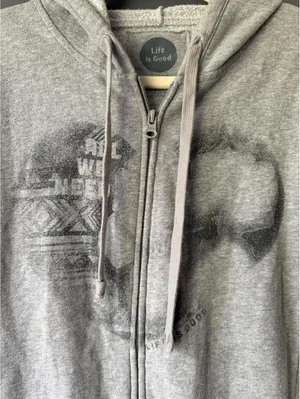 Life is Good Gray Zip-Up Hoodie with Front Print thumbnail 13