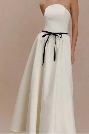 Meshki Penny Strapless MIDI Dress Ivory thumbnail 1