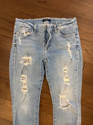 7 For All Mankind Light Blue Distressed Skinny Jeans w/ Glitter Size 30 - C8-064 thumbnail 5