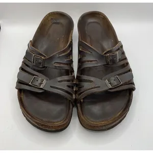 Birkenstocks Sz 38 US W7 Brown‎ Leather Mayari Arizona Granada slide Sandals Y2K thumbnail 3