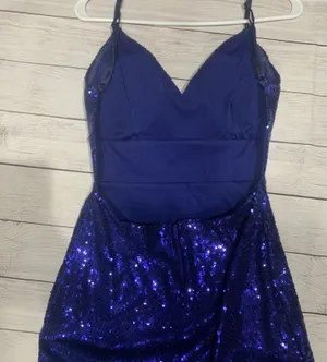 Blue Sequin Prom Dress thumbnail 5