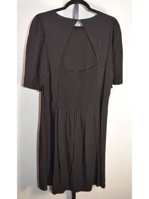 Old Navy Black Shift Dress Size XL Tall –Short Sleeve Keyhole Back Smocked Waist thumbnail 2