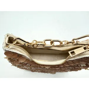Sardine & Coin Beaded Embellished Shoulder Clutch Purse Wallet Viral 7.5” X 7” thumbnail 5