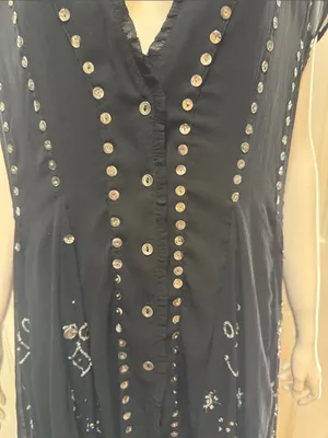 Free People Aston Black Studded Button-Front Sheer Tunic Dress Size Medium. A1 thumbnail 6