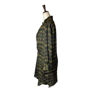 Isabel Marant Black And Gold Long Sleeve Pleated Draped Mini‎ Dress Size M thumbnail 5