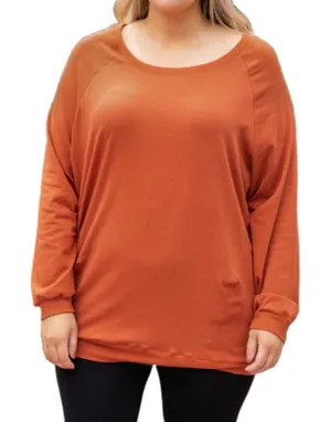 Chic soul slouchy long sleeve tunic ORANGE RUST 2X thumbnail 1