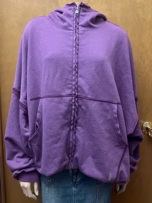 RARE Sample Full-Zip Heavy Hoodie Jacket with Bubble Hem, NWOT thumbnail 11