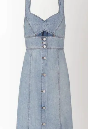 La Vie Rebecca Taylor Drapey Denim Cut-Out Dress in Forget Me Not thumbnail 1