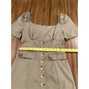 Mable babydoll short sleeve cotton blend green mini dress small thumbnail 3