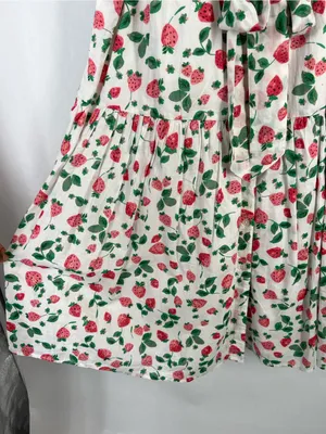 J.Crew Strawberry Print Collared Midi Dress Belted Size 10 thumbnail 6