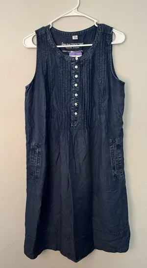 Coldwater Creek Sleeveless Navy Denim A-Line Dress thumbnail 1