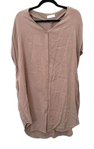 OAK + FORT Buttoned‎ Shirt Mini Dress Tan Small thumbnail 1