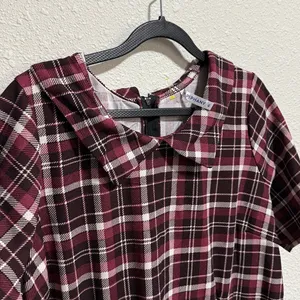 PIPHANY NWT Womens Plaid Peter Pan Collar Short Sleeve Zipper Dress medium‎ thumbnail 5