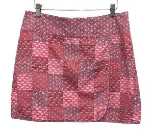 Vineyard Vines Women Fish Anchor Sea Print Patchwork Nautical Faux Wrap Skirt Si thumbnail 1