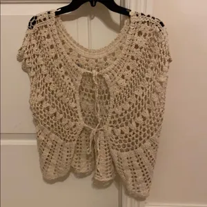 Cream Crochet Top Tan Size M thumbnail 9