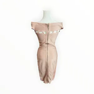 House of CB Ramah Blush Pink Bandage Cutout Off Shoulder Midi Dress M thumbnail 5
