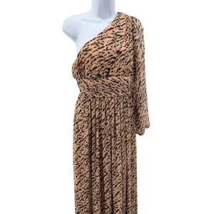 Gianni Bini Dalia One Shoulder Animal Print Chiffon Maxi‎ Dress Asymmetrical 4 thumbnail 5