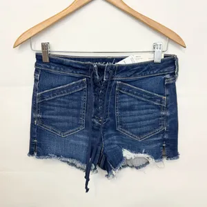 NWT American Eagle AE Stretch High-Waisted Denim Short Short size 4 Dark Indigo thumbnail 3