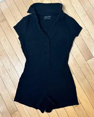 URBAN OUTFITTERS Ribbed Shorts Romper Jumper Onesie w Collar & V Neck - size XS thumbnail 7