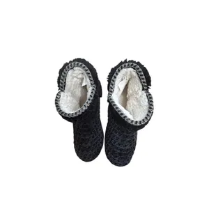 Muk Luks Cozy Black Knit Faux Fur Lined Slipper Booties Womens Size 8 thumbnail 11